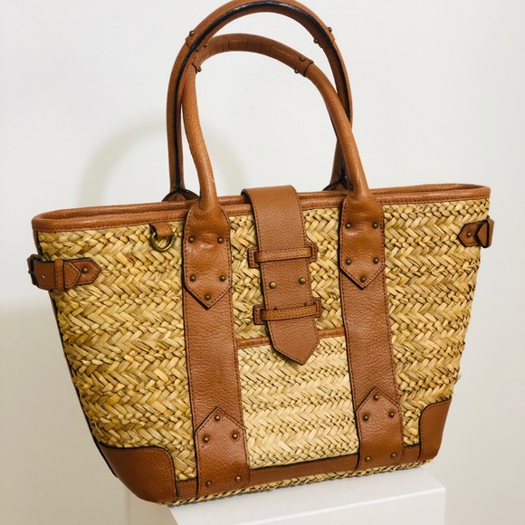 J.Crew Straw snd Leather Tote Bag - Picture 4 of 9